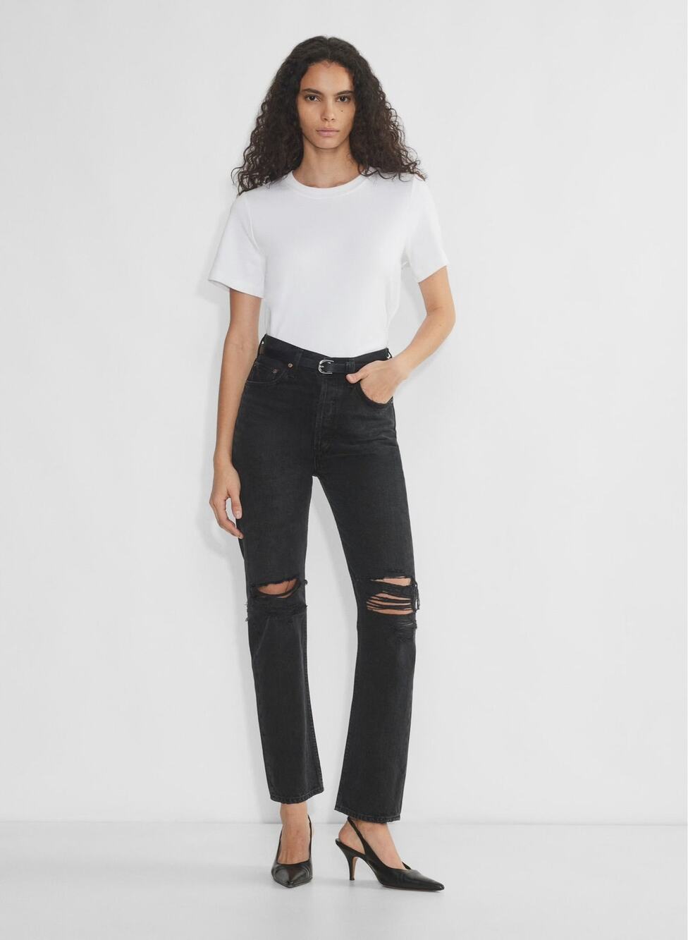 AGOLDE 90s Pinch Waist Distressed Black Jeans Size 23